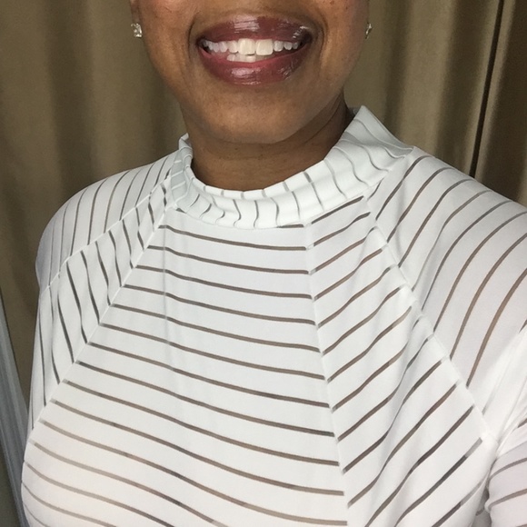 NWT Sheer Stripe Trumpet Dress w/ Bell Sleeves 3XL - Picture 9 of 16